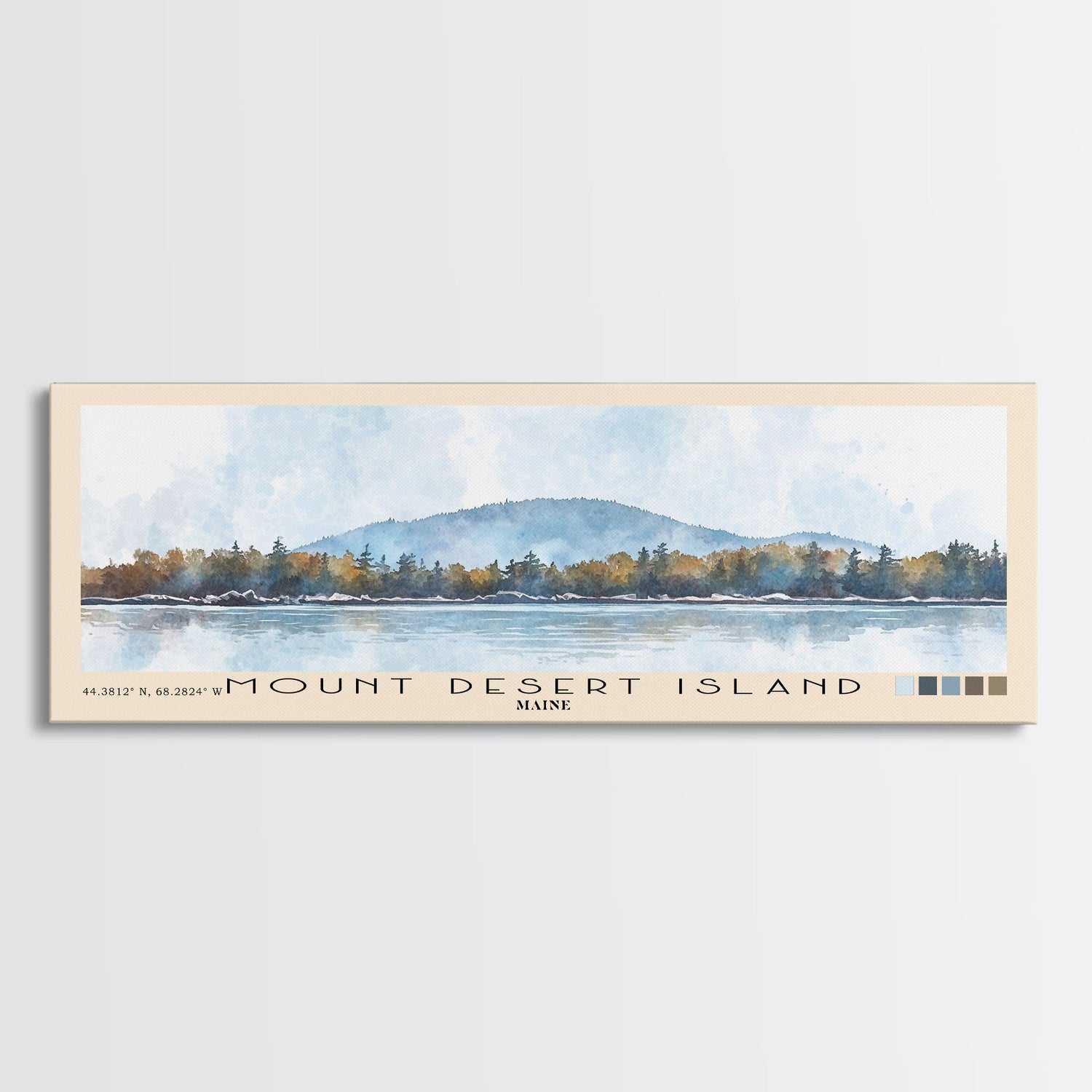Mount Desert Island, Maine Watercolor Beach Print, Vacation Gift, Maine Wall Art, Framed Canvas Print, Framed Beach Painting