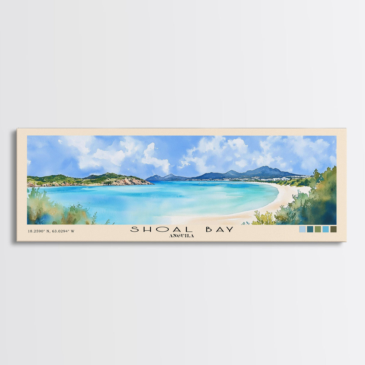 Shoal Bay, Anguila Watercolor Beach Print, Vacation Gift, Anguila Wall Art, Beach Painting, Beach Decor, Beach Painting