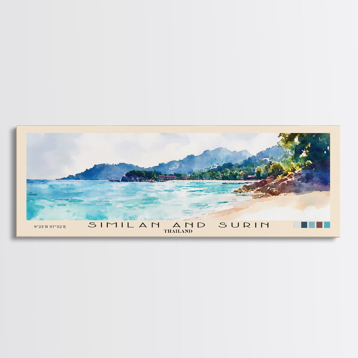 Similan and Surin, Thailand Watercolor Beach Print, Vacation Gift, Thailand Wall Art, Beach Painting, Beach Decor, Beach Painting