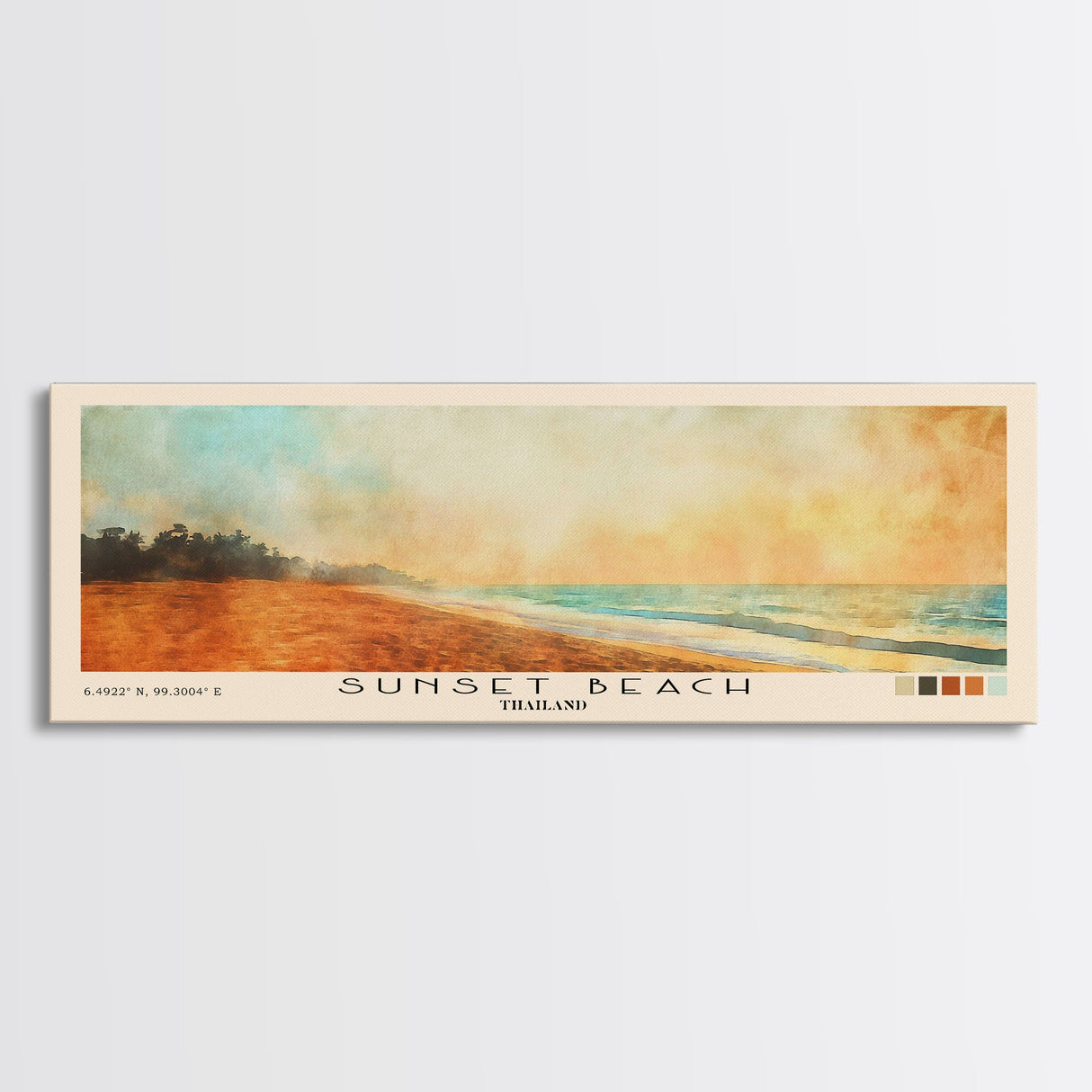 Sunset Beach, Thailand Watercolor Beach Print, Vacation Gift, Thailand Wall Art, Beach Painting, Beach Decor, Beach Painting