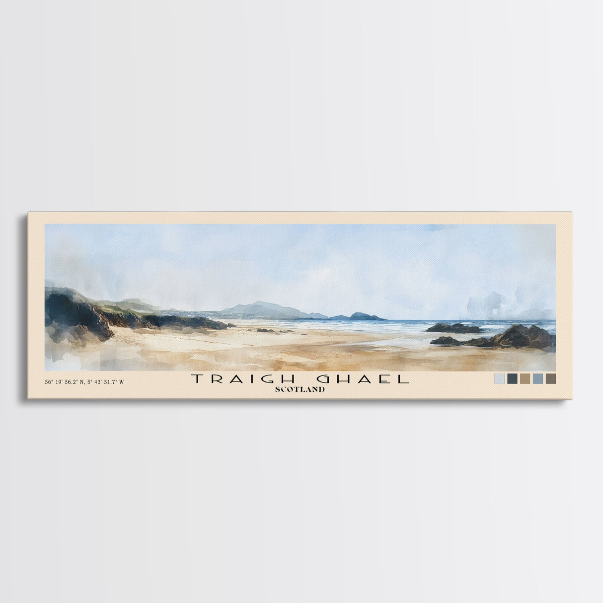 Traigh Ghael, Scotland Watercolor Print, Vacation Gift, Scotland Wall Art, Beach Painting, Beach Decor, Large Wall Art, Wood Frame Art