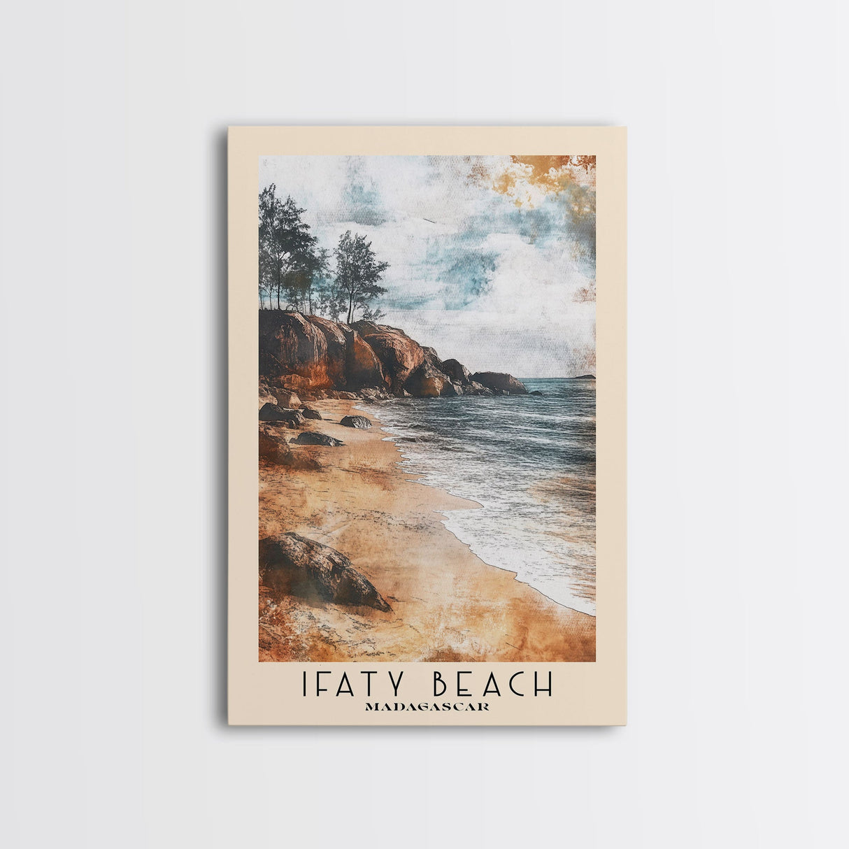 Ifaty Beach, Madagascar Watercolor Print, Vacation Gift, Madagascar Wall Art, Beach Painting, Beach Decor, Large Wall Art, Wood Frame Art