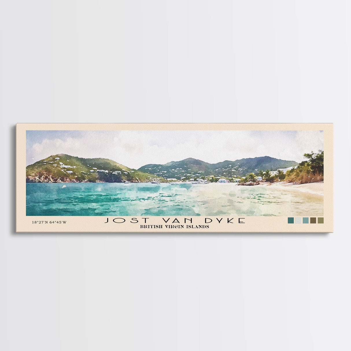 Jost Van Dyke, British Virgin Islands , United Kingdom Watercolor Beach Print, Vacation Gift, United Kingdom Wall Art, Beach Painting, Beach Decor, Beach Painting