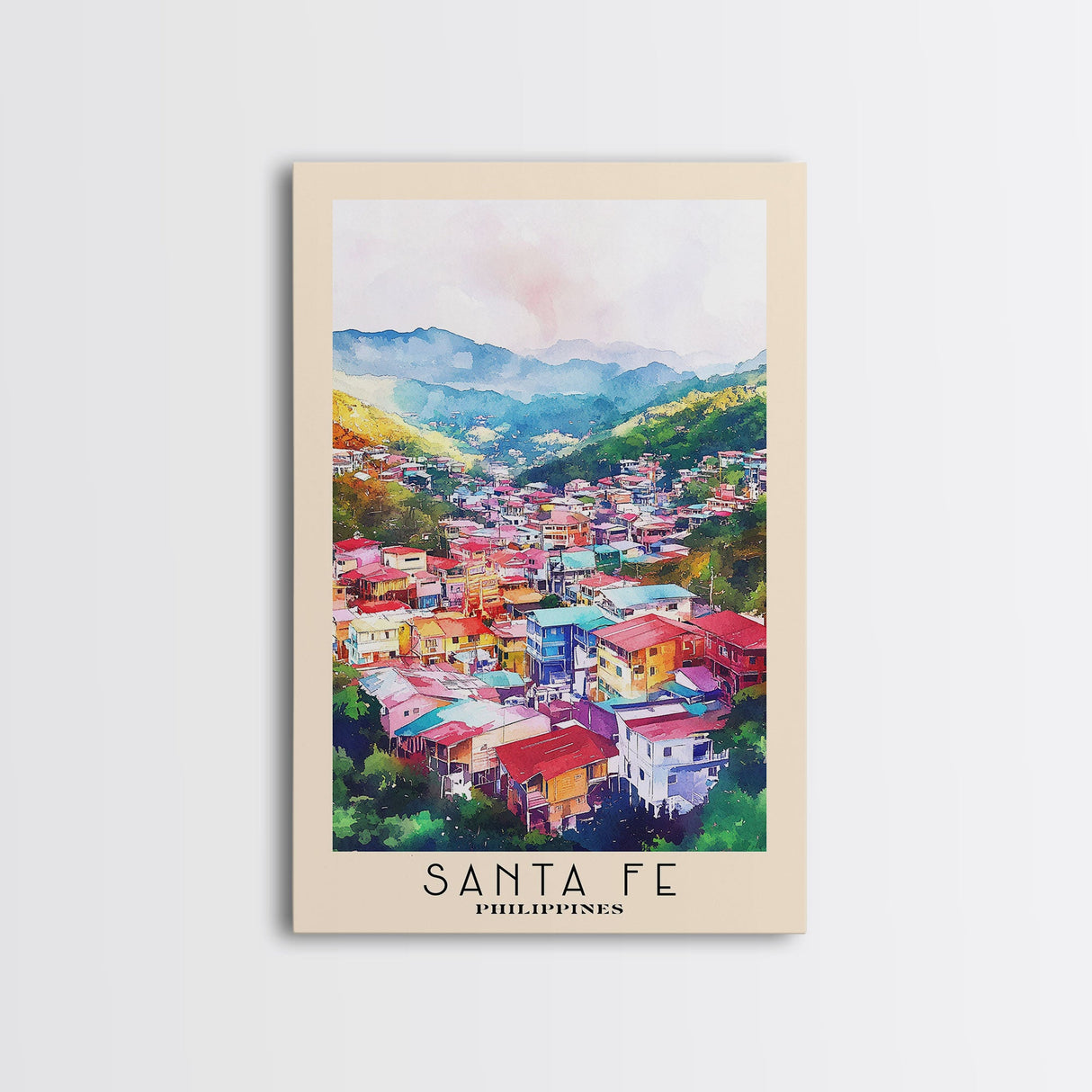 Santa Fe, Philippines Watercolor Beach Print, Vacation Gift, Philippines Wall Art, Beach Painting, Beach Decor, Beach Painting