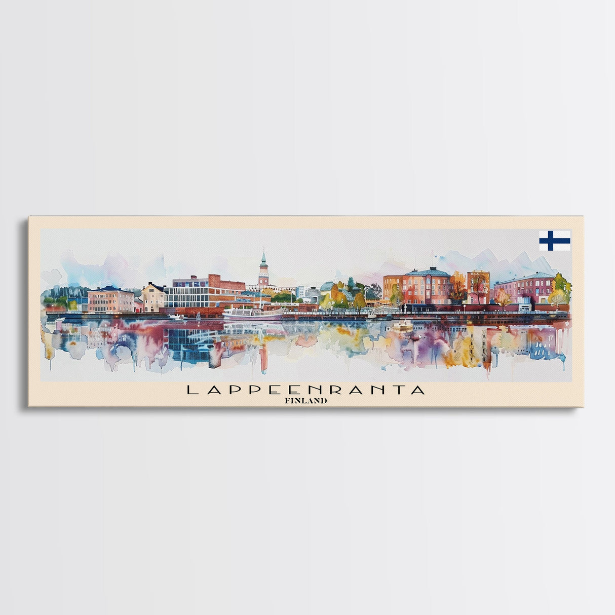 Lappeenranta Finland Panoramic Travel Poster, Framed Canvas Print or Metal Wall Art, Travel Art, Home Decor, Panoramic Painting, Midcentury Art
