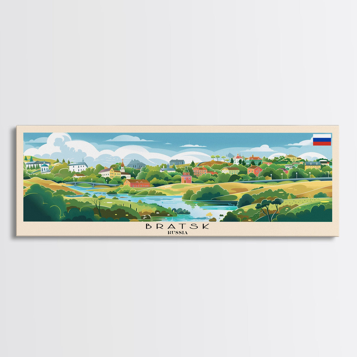 Bratsk Russia Travel Print Wall Art, Panoramic City Art, Travel Art, Wall Decor, Vacation Gift, Framed Canvas Print Or Metal Art