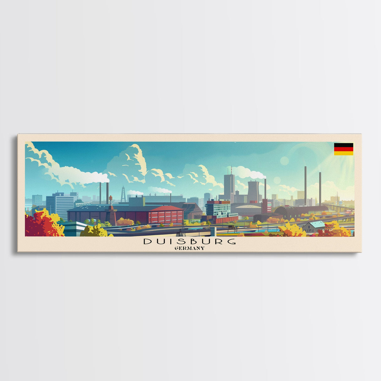 Duisburg Germany Wall Art, Panoramic Travel Poster, Panoramic Framed Canvas Print, City Wall Art, Wall Hanging Home Decor, Travel Art
