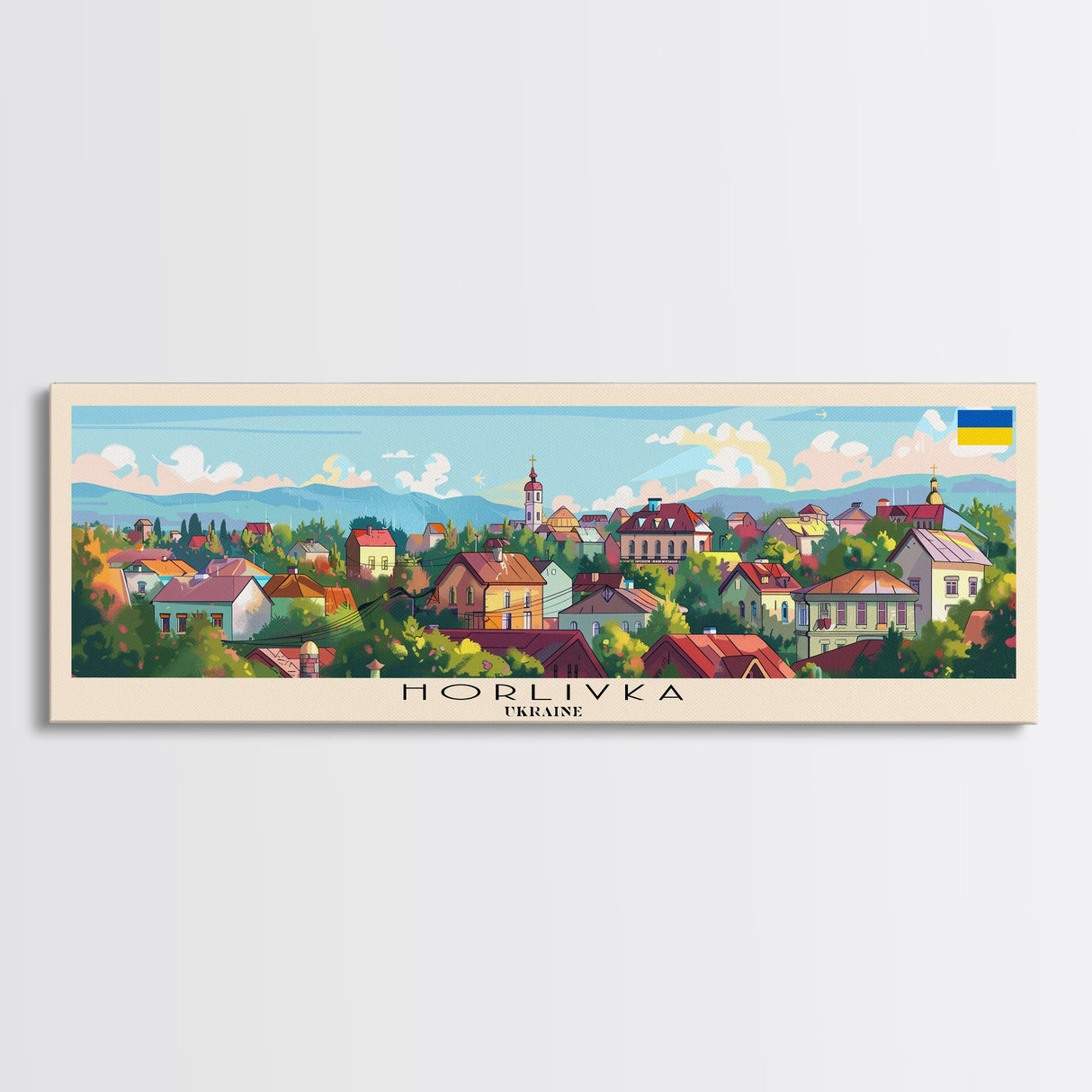 Horlivka Ukraine Wall Art, Panoramic Travel Poster, Panoramic Framed Canvas Print, City Wall Art, Wall Hanging Home Decor, Travel Art
