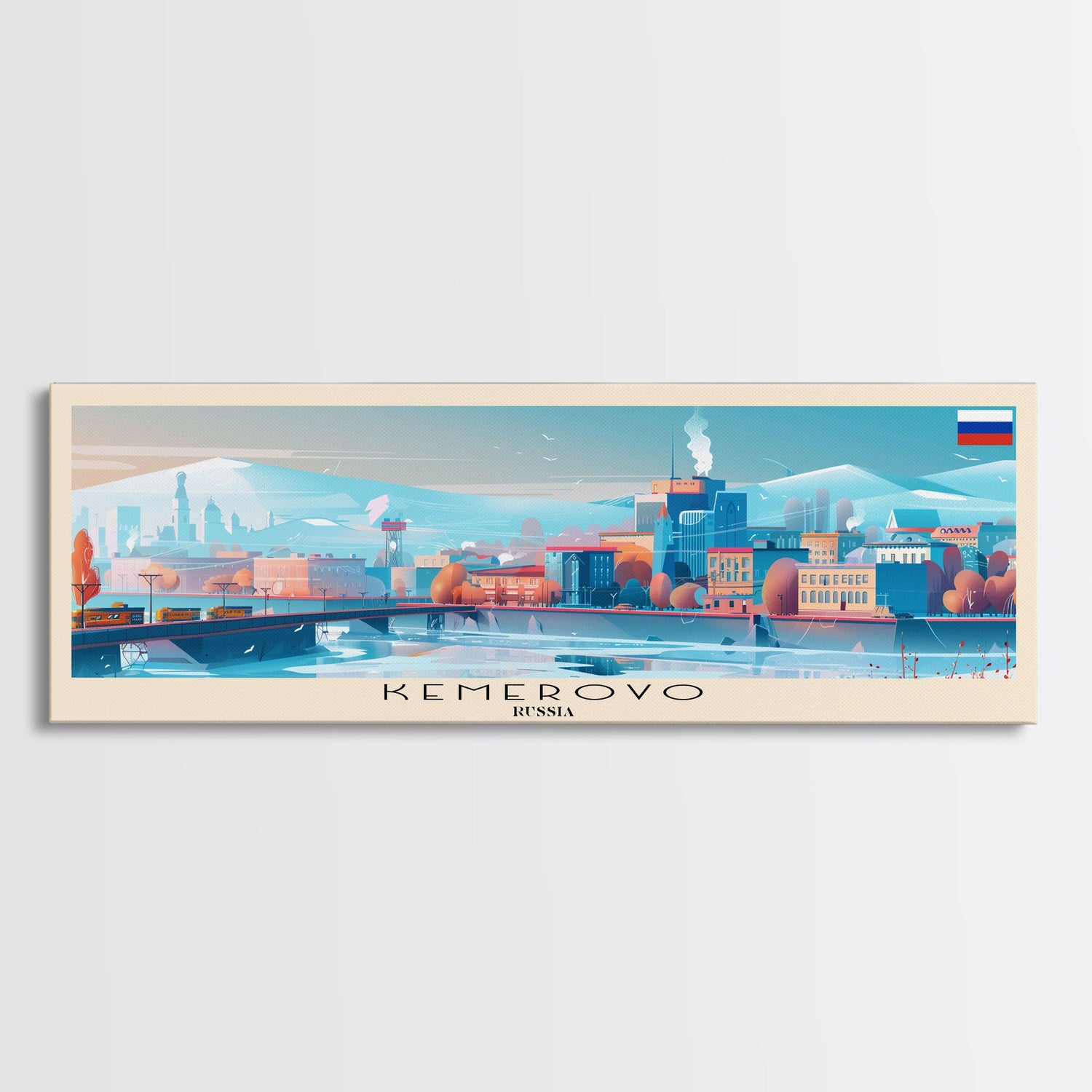 Kemerovo Russia Travel Print Wall Art, Panoramic City Art, Travel Art, Wall Decor, Vacation Gift, Framed Canvas Print Or Metal Art