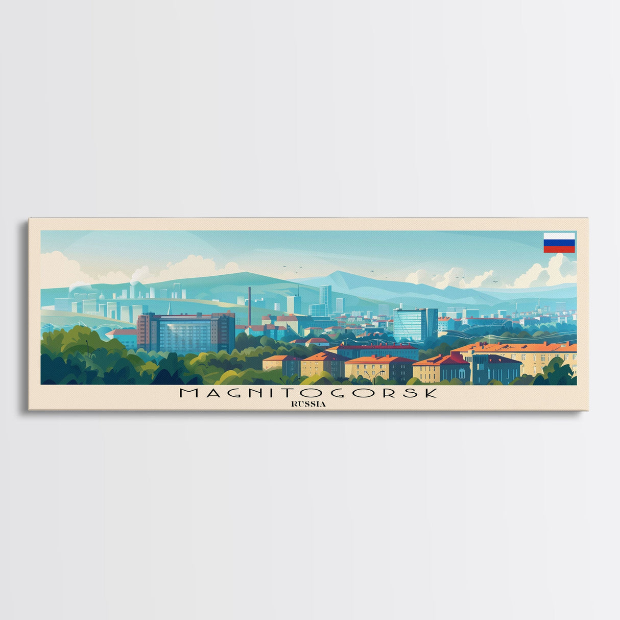 Magnitogorsk Russia Travel Print Wall Art, Panoramic City Art, Travel Art, Wall Decor, Vacation Gift, Framed Canvas Print Or Metal Art