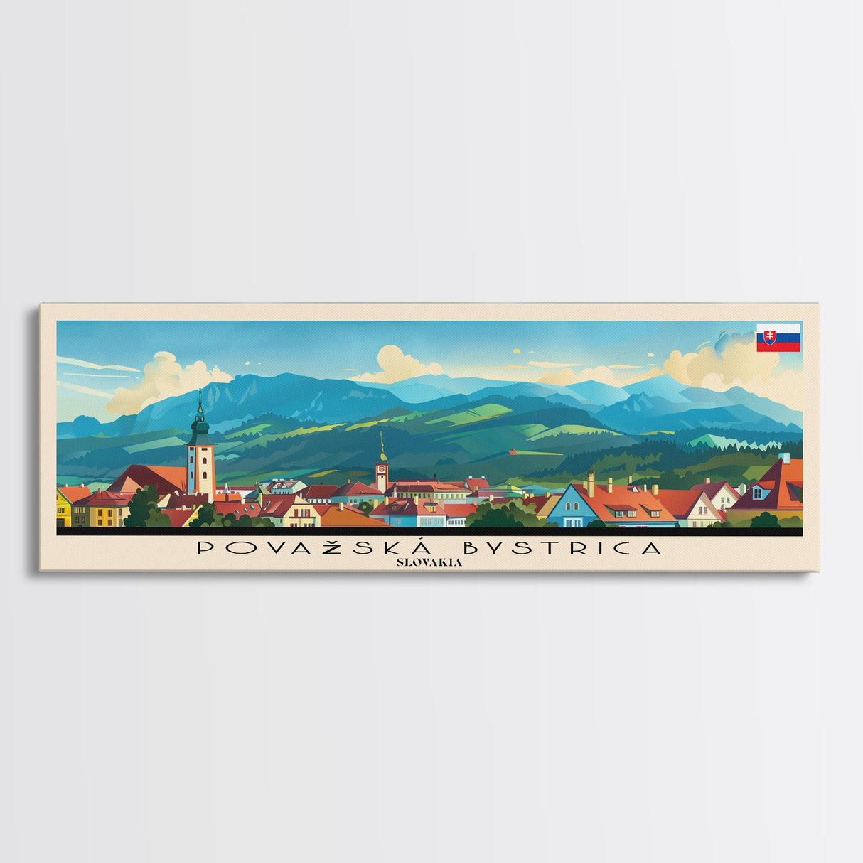 Povazska Bystrica Slovakia Travel Print Wall Art, Panoramic City Art, Travel Art, Wall Decor, Vacation Gift, Framed Canvas Print Or Metal Art