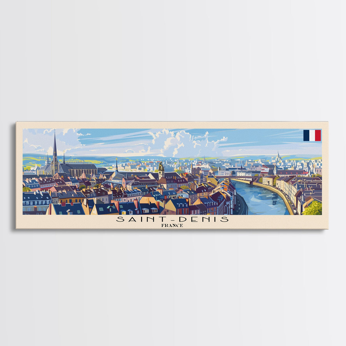 Saint Denis France Wall Art, Panoramic Travel Poster, Panoramic Framed Canvas Print, City Wall Art, Wall Hanging Home Decor, Travel Art