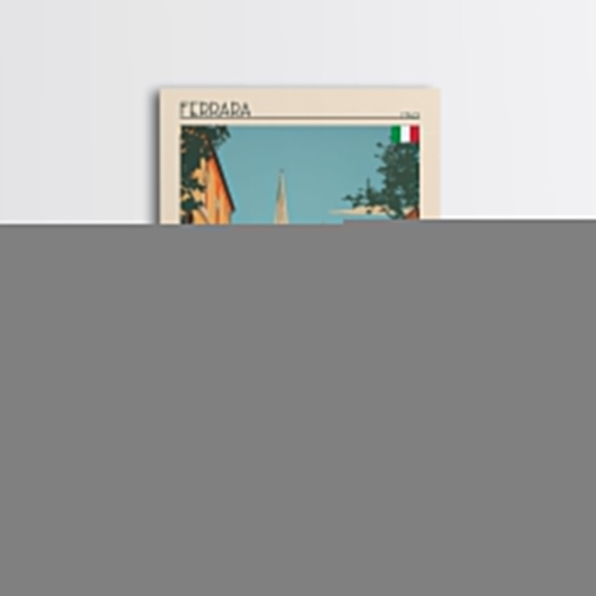 Ferrara Italy Travel Poster Framed Canvas Print, Midcentury Modern Art, Pop Art Wall Decor, Scenic Living Room Art, Bedroom Gift