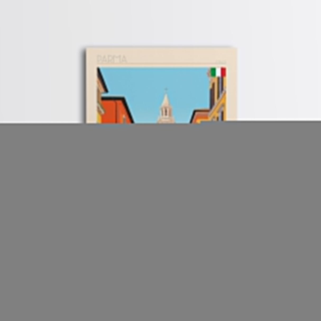 Parma Italy Travel Poster Framed Canvas Print, Midcentury Modern Art, Pop Art Wall Decor, Scenic Wall Art, Bedroom Decoration