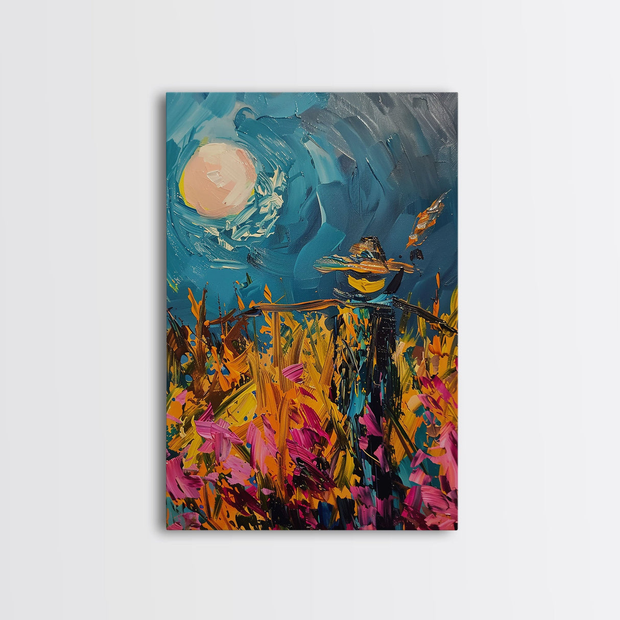 Halloween Ghostly Specter in Enchanted Forest Framed Canvas Print, Spooky Wall Art, Home Decor, Witch's Lair, Gift Idea, Midnight Haunt