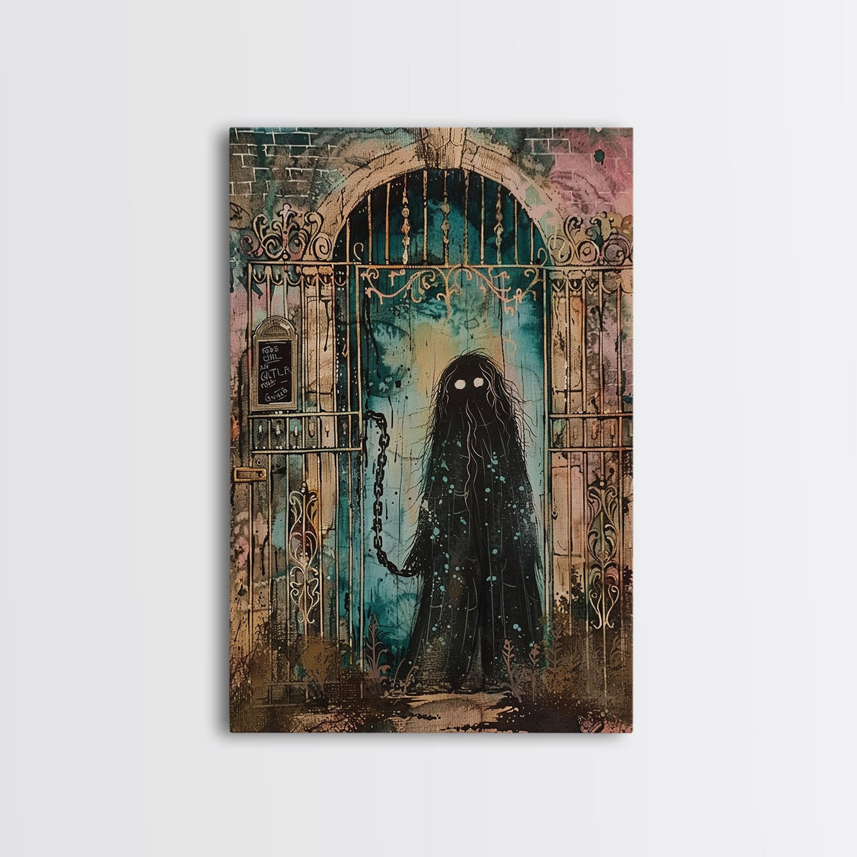 Halloween Creepy Doll, Framed Canvas Print, Wall Art, Spooky Decor, Halloween Decoration, Living Room Art, Unique Gift