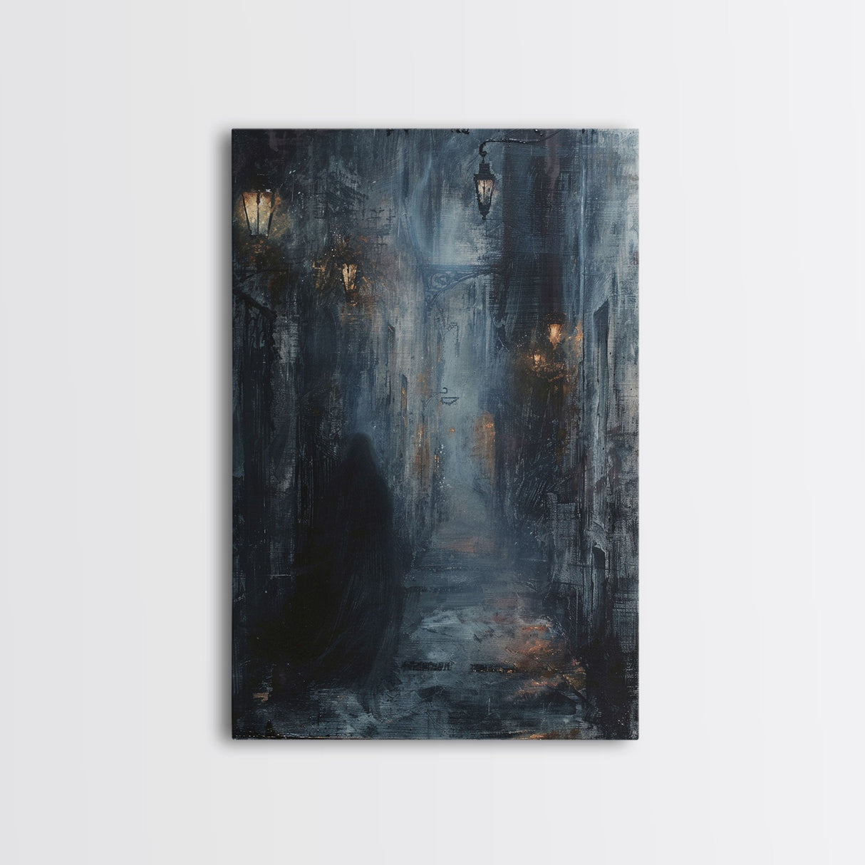 Shadowy Alley Canvas Print - Halloween Art, Spooky Home Decor, Dark Alley Wall Art Ghost Art Halloween Decor, Framed Canvas Print Creepy Art