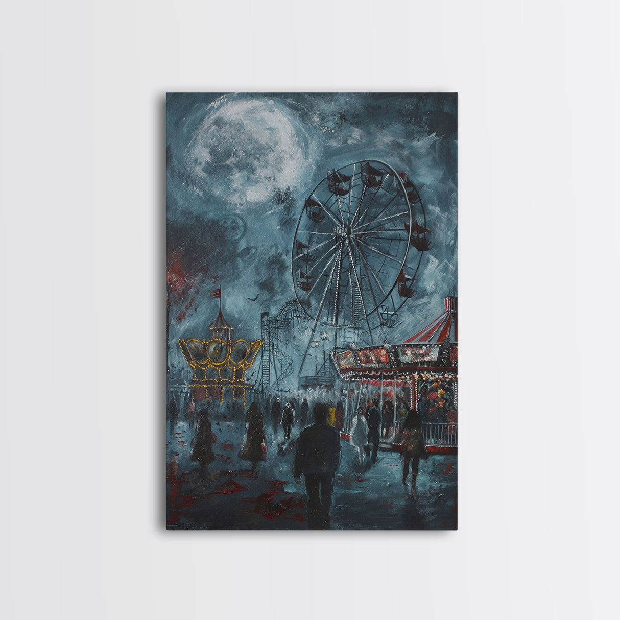 Eerie Carnival, Halloween Art, Spooky Wall Decor, Framed Canvas Print, Creepy Art, Halloween Wall Decor, Seasonal Wall Art, Scary Artwork
