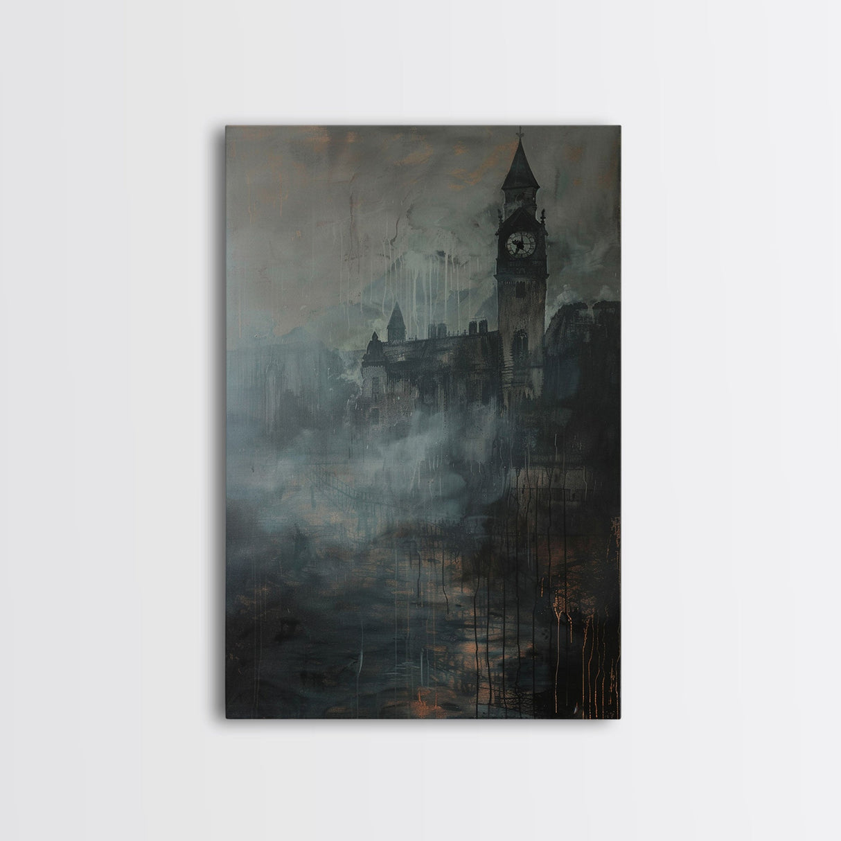Haunted Gothic Castle, Halloween Art Print, Spooky Home Decor, Framed Canvas Print, Creepy Art, Halloween Wall Decor, Seasonal Wall Art