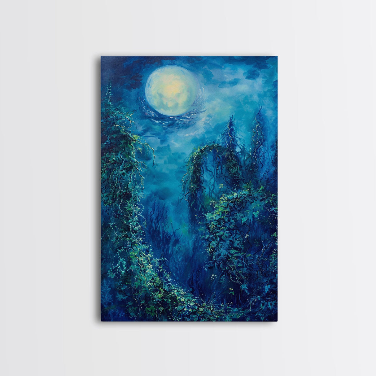 Moonlit Forest Path, Halloween Art, Spooky Wall Decor, Framed Canvas Print, Creepy Art, Halloween Wall Decor, Seasonal Wall Art