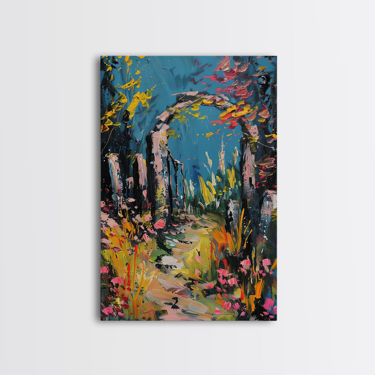 Spooky Graveyard at Night Framed Canvas Print, Ghostly Wall Art, Haunted Cemetery Scene, Halloween Decor, Eerie Artwork, Framed Canvas Print