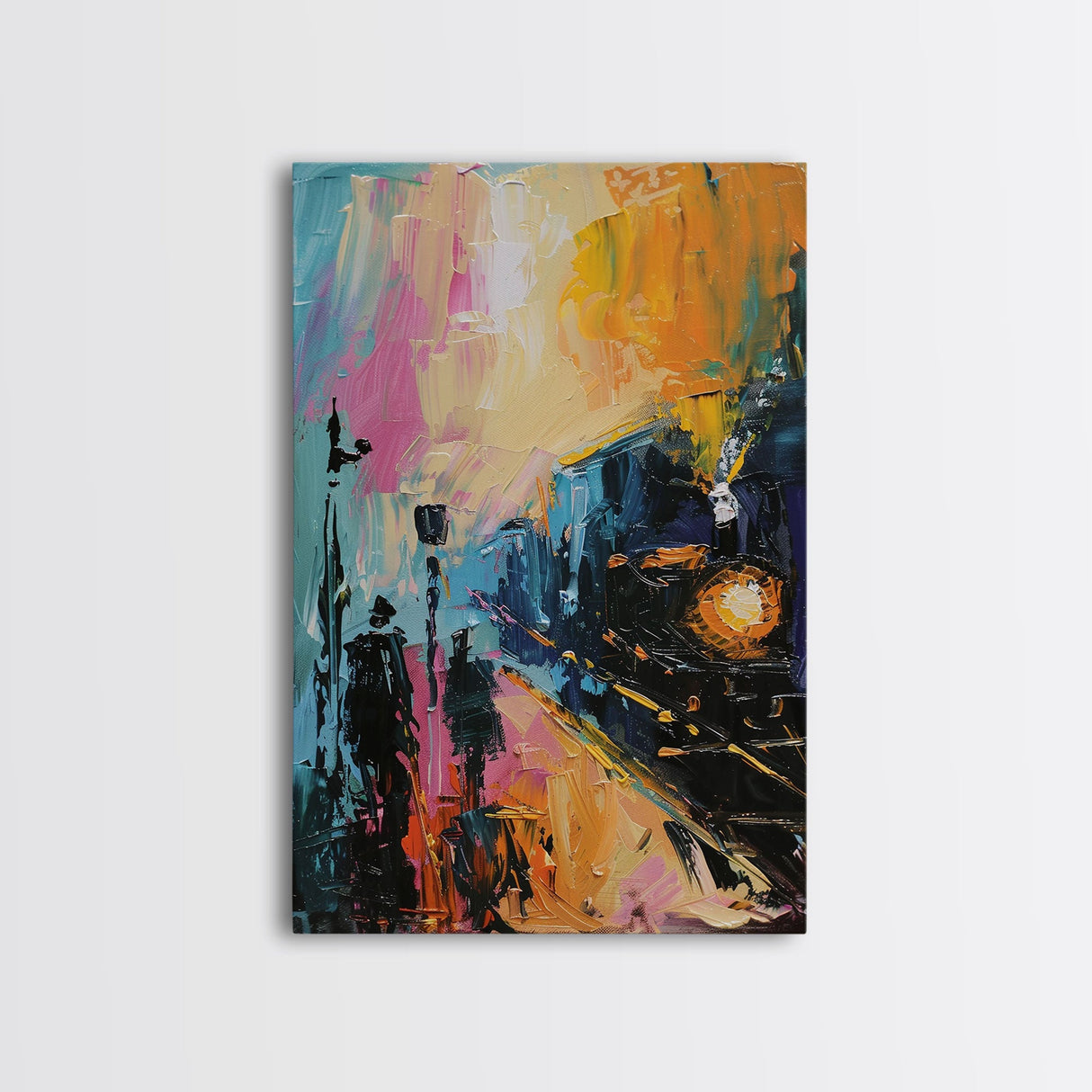 Haunted Carnival Ride at Night Framed Canvas Print, Halloween Wall Art, Spooky Home Decor, Ghostly, Haunted Amusement Park, Halloween Art