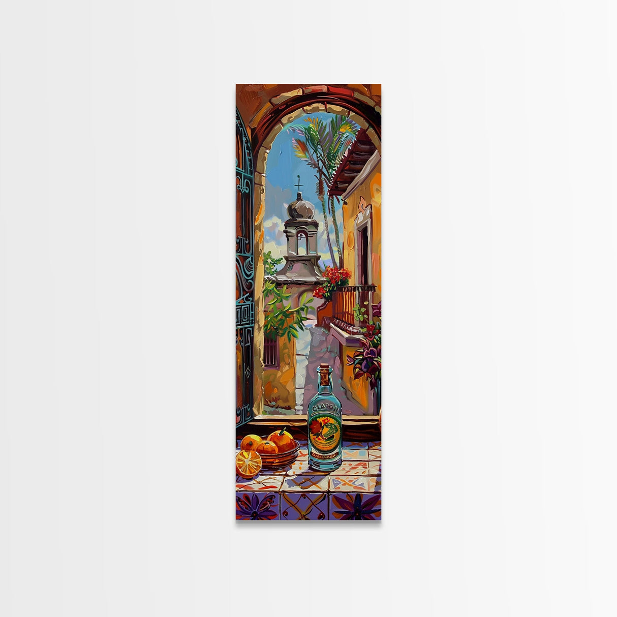 Framed and Printed Vertical Rustic Still Life Printed Canvas, Textured Canvas Painting, Spanish Style Kitchen Art, Abstract Modern Wall Art