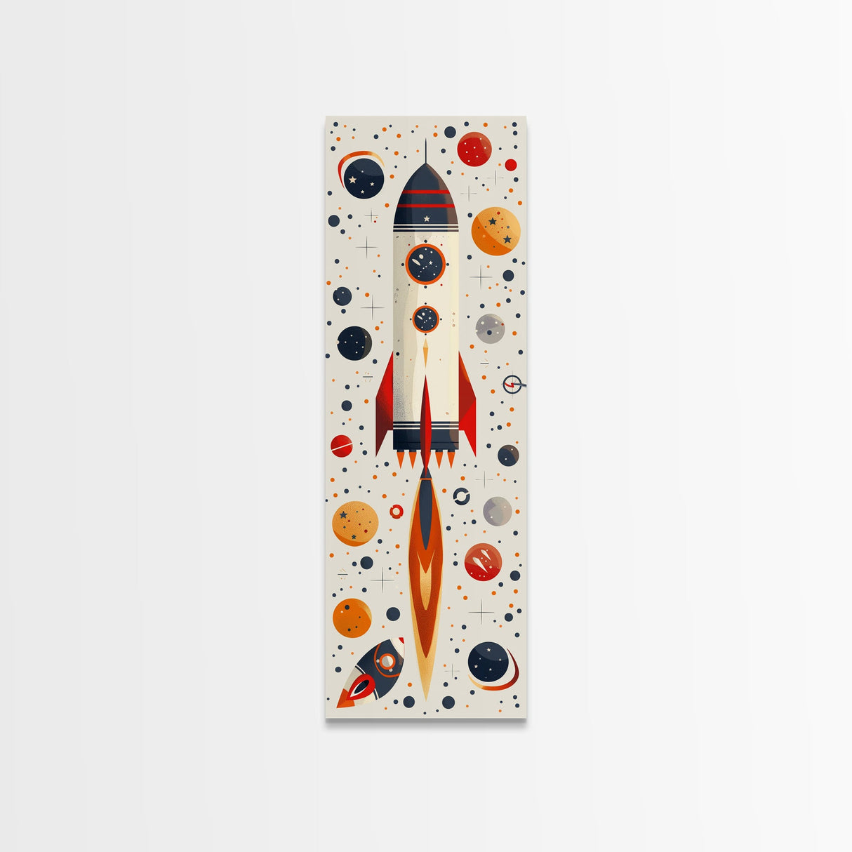 Art Deco Rocket Ship Atomic Age Wall Art, Retro MCM Inspired Framed Canvas Print, Mid-century Modern Nursery Decor