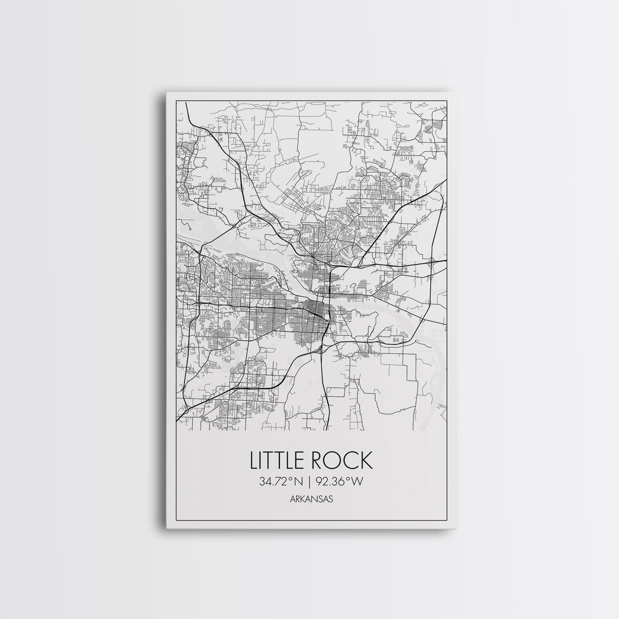 Little Rock Street Map, Arkansas Map, City Map Art, Modern Wall Art, Wall Art, Canvas Print, Travel Lover Gift, Kids Wall Art, Travel Art