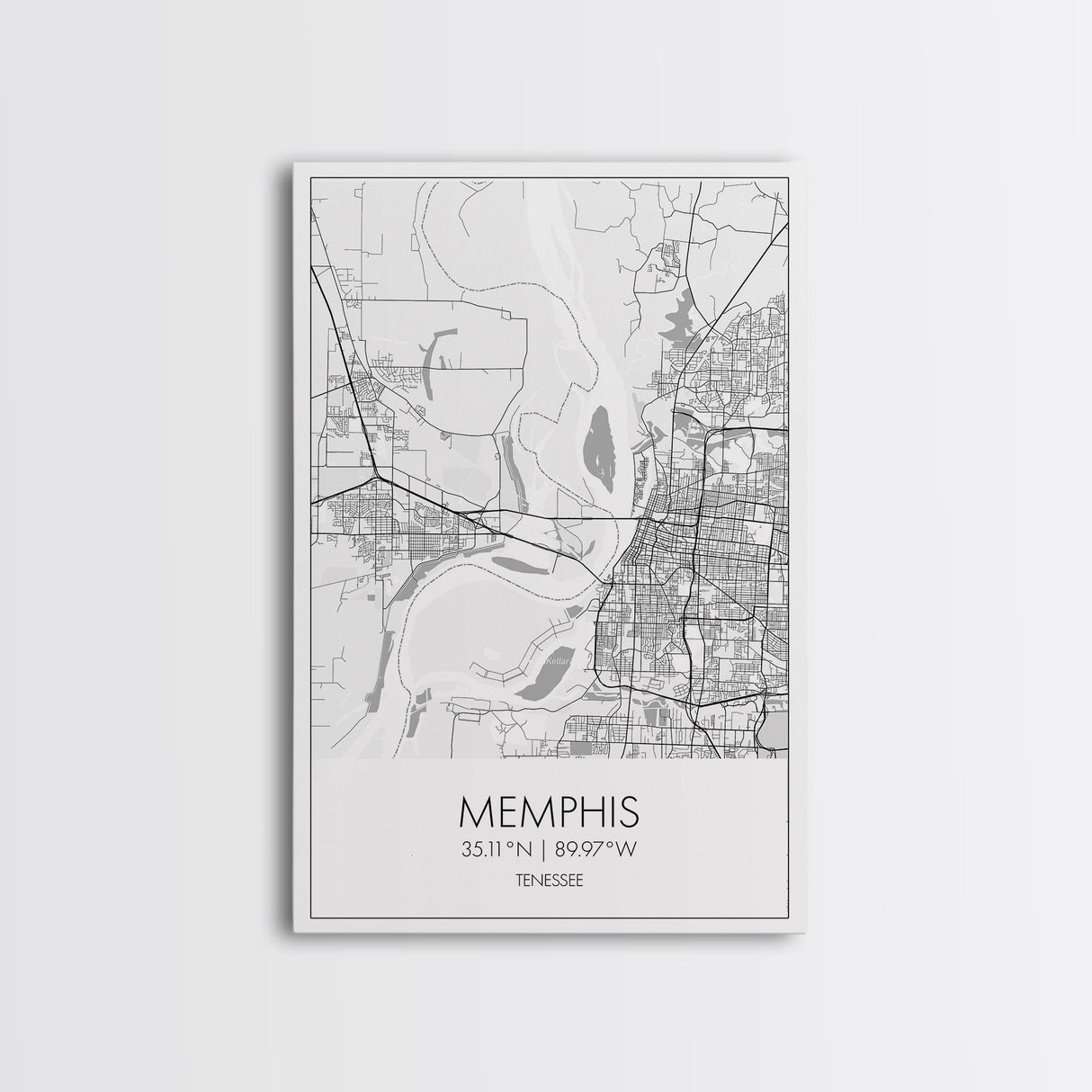 Memphis Street Map, Tennessee Map, City Map Art, Modern Art, Wall Art, Canvas Print, Music Room Décor, Housewarming Gift, Travel Art