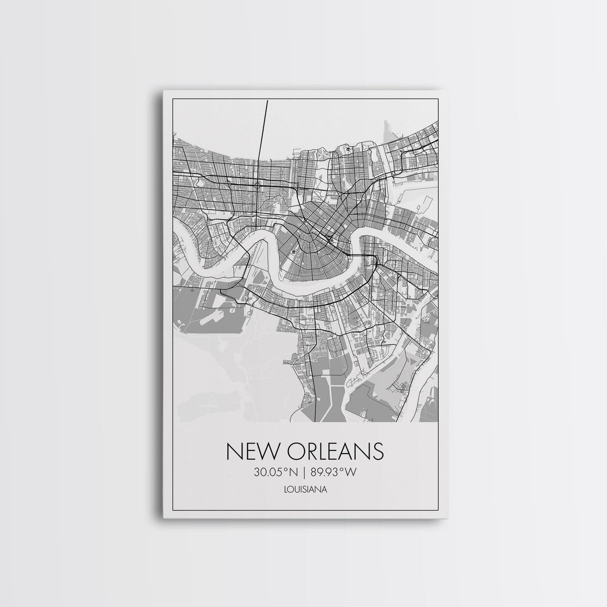 New Orleans Street Map, Louisiana Map, City Map Art, Modern Art, Wall Art, Canvas Print, Above Bed Art, Gift For Travelers, Travel Wall Art