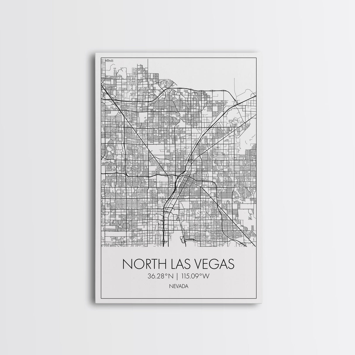 North Las Vegas Street Map, Nevada Map, City Map Art, Modern Art, Wall Art, Canvas Print, Wall Décor Bedroom, Honeymoon Gift, Travel Art