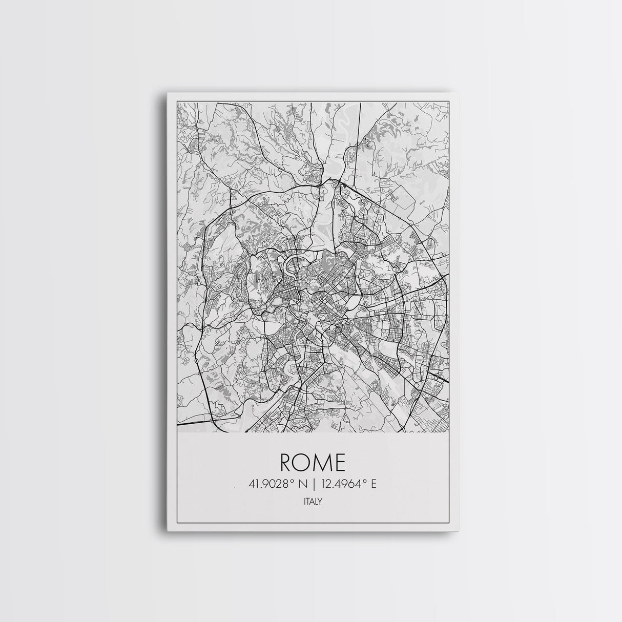 Rome Street Map, Italy Map, Europe City Map Art, Minimalist Art, Wall Art, Canvas Print, Girl Room Décor, Housewarming Gift, Travel Wall Art