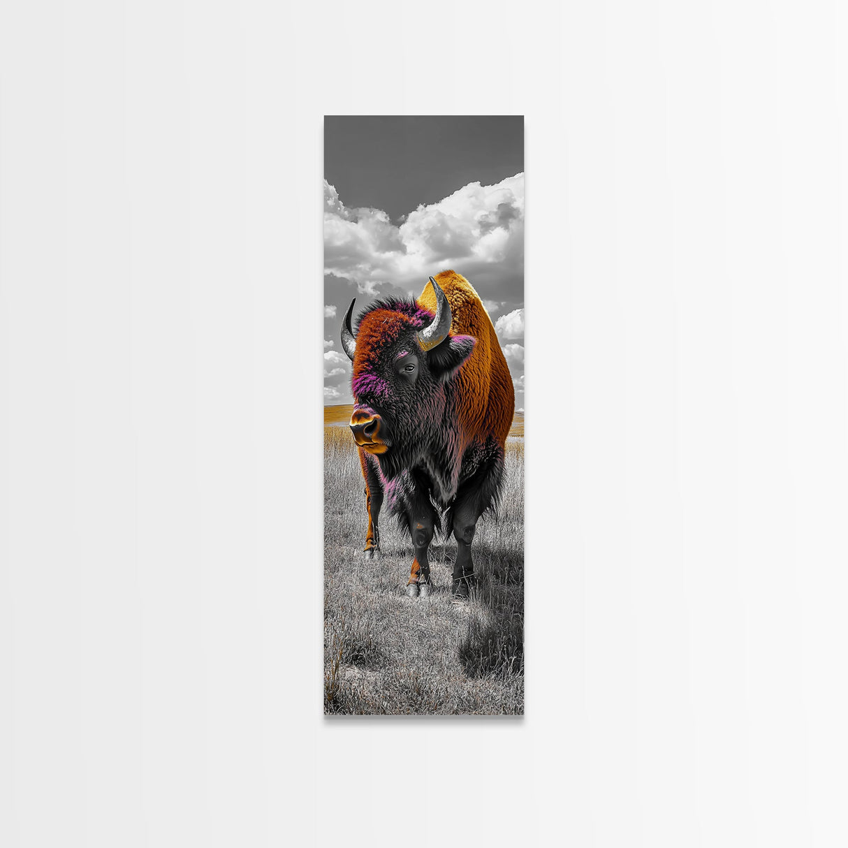 Vibrant Western Bison Framed Canvas Print | Rustic Wildlife Art | Moody Southwest Wall Art | Farmhouse Decor | Nature Art | Gift Idea