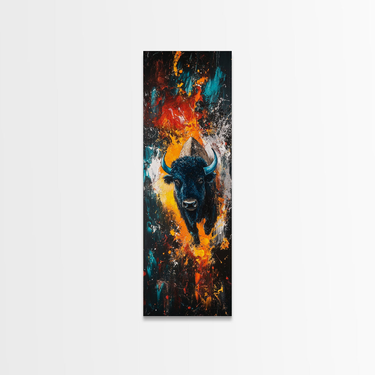 Abstract Bison Canvas Print Southwest Wall Art Rustic Decor Tall Narrow Art Living Room Art Vertical Wall Art Gift Idea Him