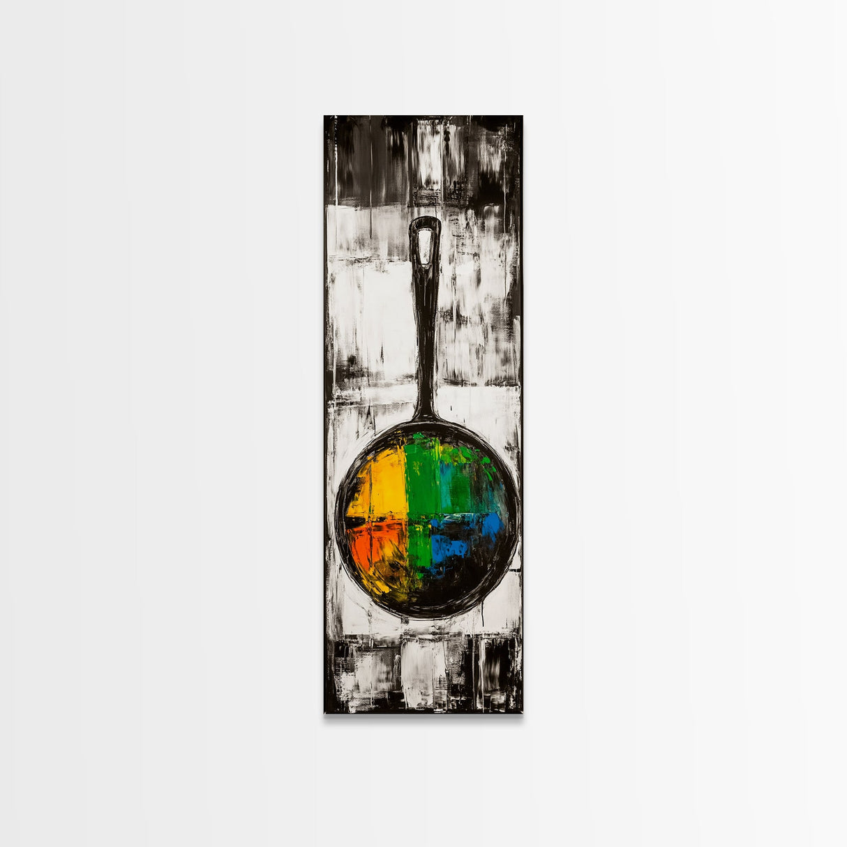Abstract Frying Pan Painting Framed Canvas Print Kitchen Wall Art Food Review Art Moody Art Rustic Wall Art Wabi Sabi Decor