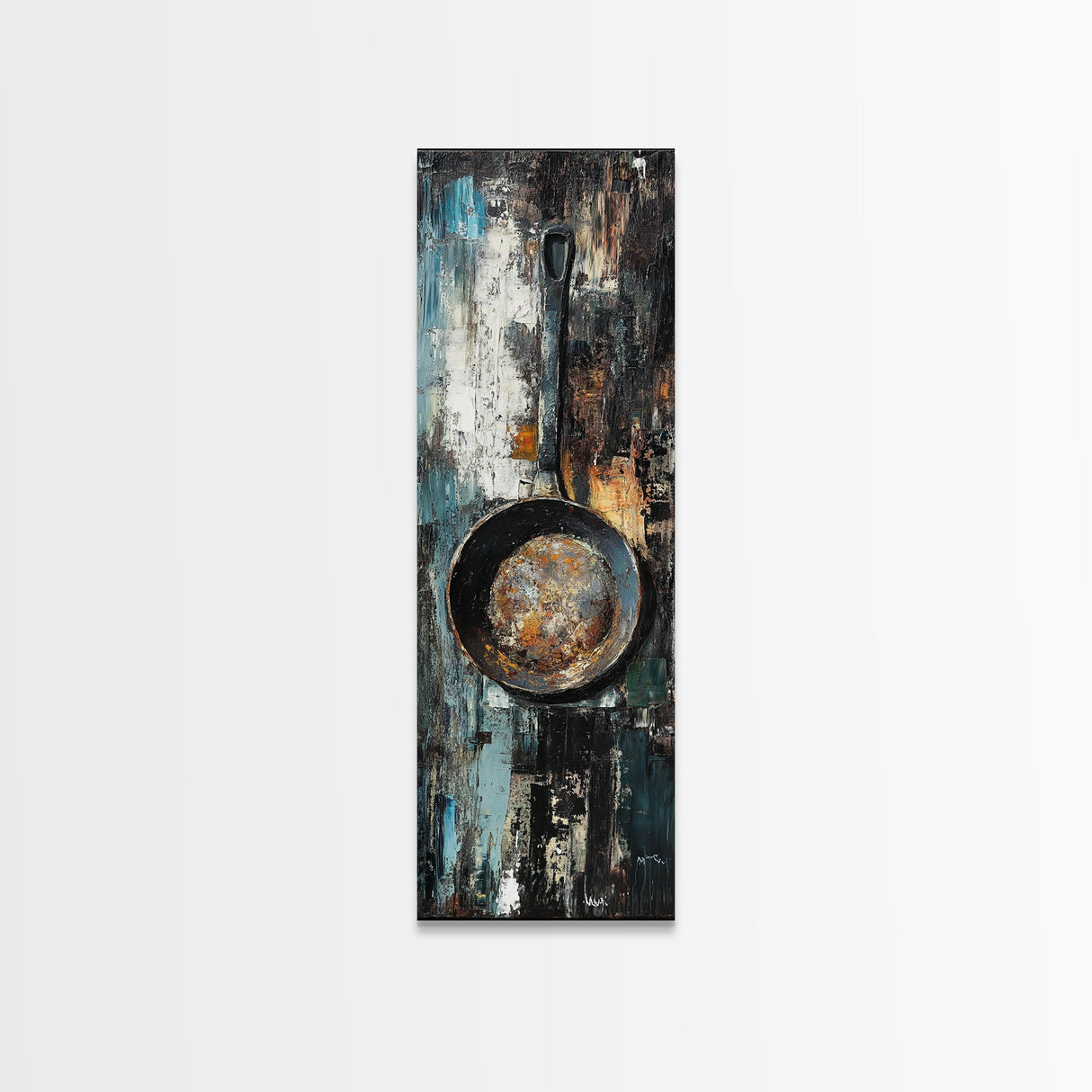 Rustic Frying Pan Art Framed Canvas Print Kitchen Wall Art Food Review Kitchen Art Rustic Decor Moody Art Wabi Sabi Wall Art