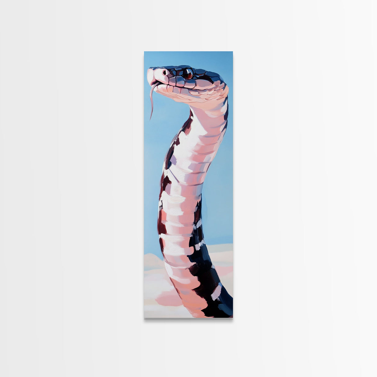 Black and White Snake Pink Canvas Print, Moody Art, Minimalist Art, Vertical Wall Art, Rustic Decor, Gift Idea Him