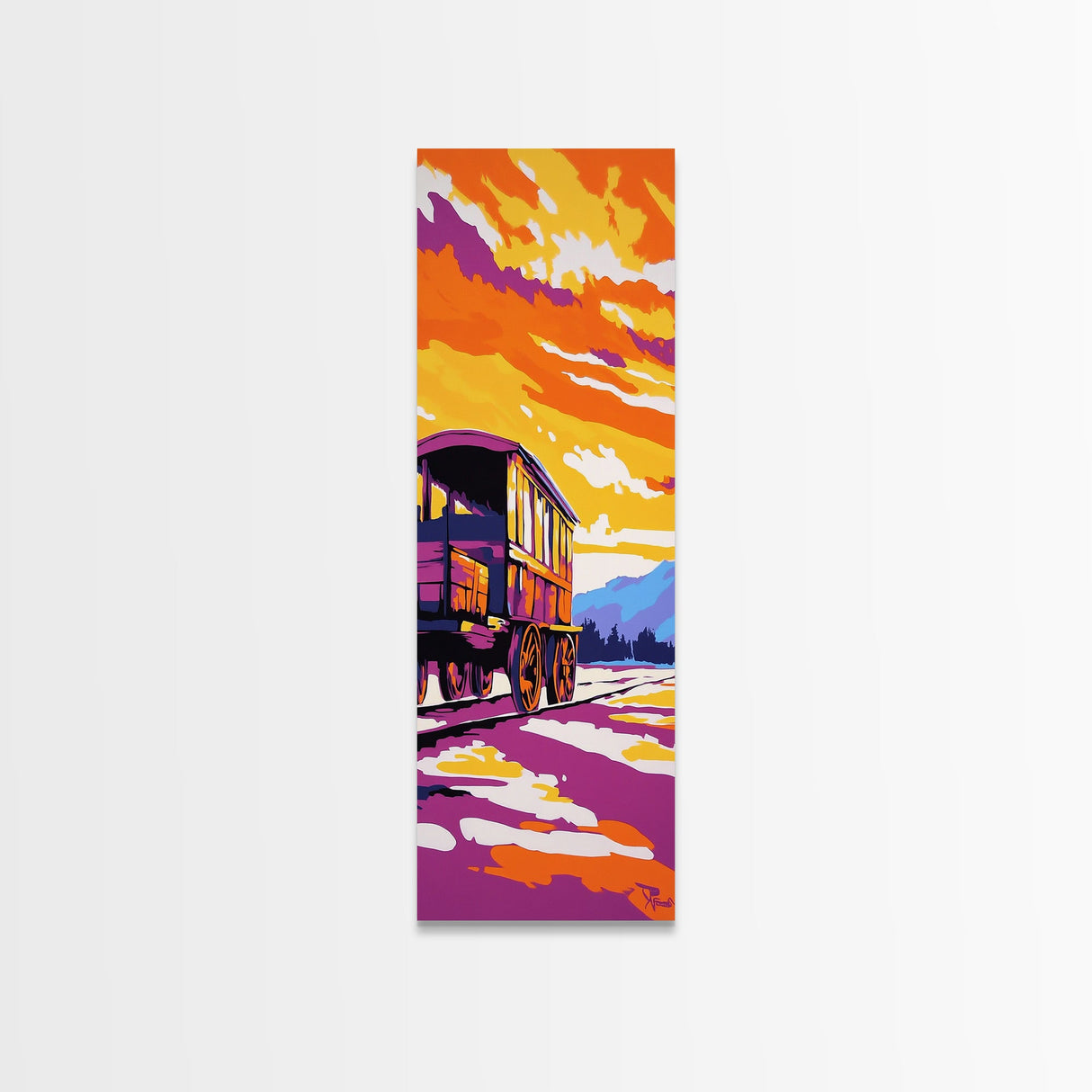 Colorful Sunset Wagon Canvas Print rustic art southwestern wall art farmhouse art boho art moody art above bed wall art