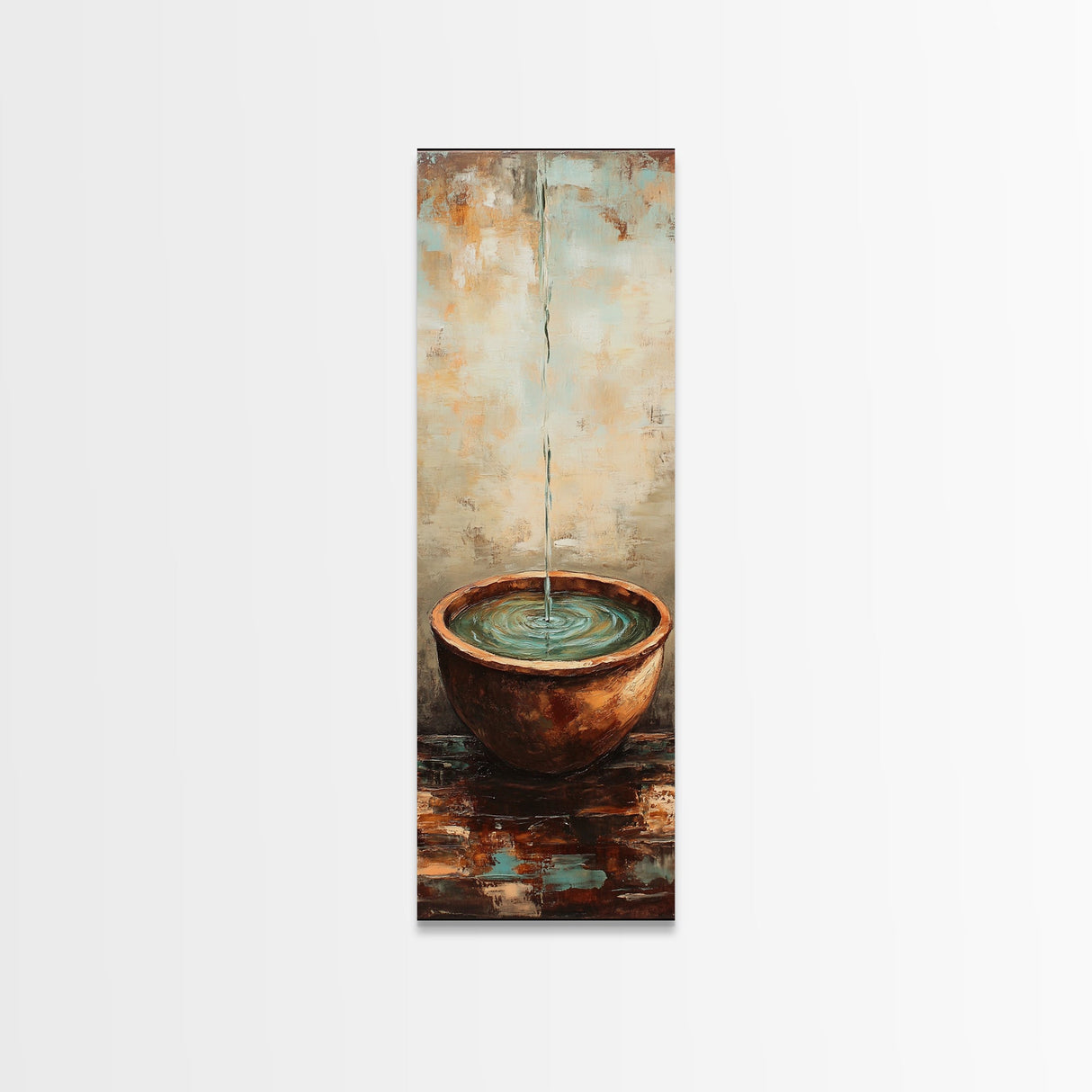 Rustic Water Fountain Zen Wall Art Framed Canvas Print Wabi Sabi Art Minimalist Art Above Bed Wall Art Farmhouse Art