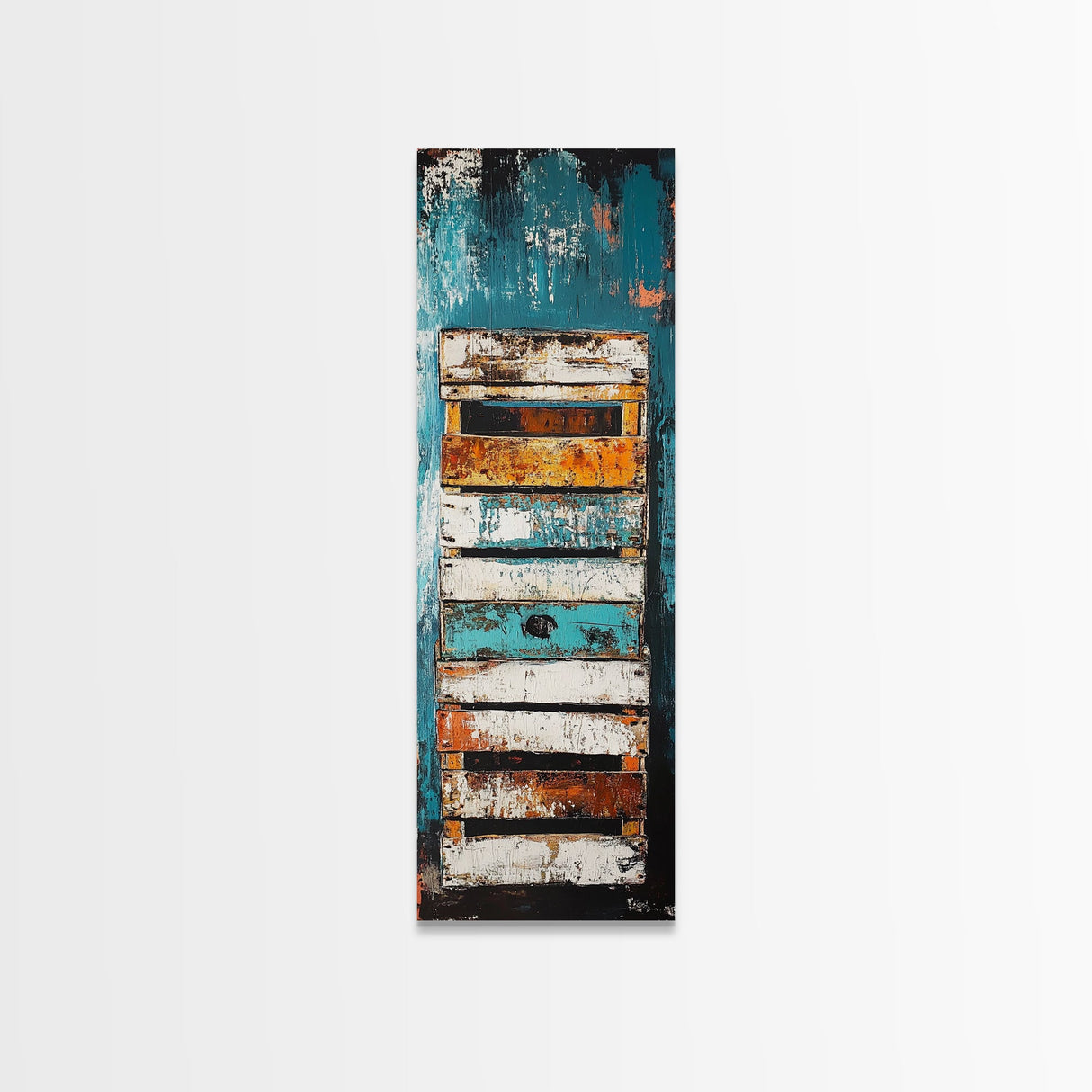 Weathered Wooden Door Rustic Decor Framed Canvas Print Wabi Sabi Art Farmhouse Art Long Narrow Wall Art Above Couch Art