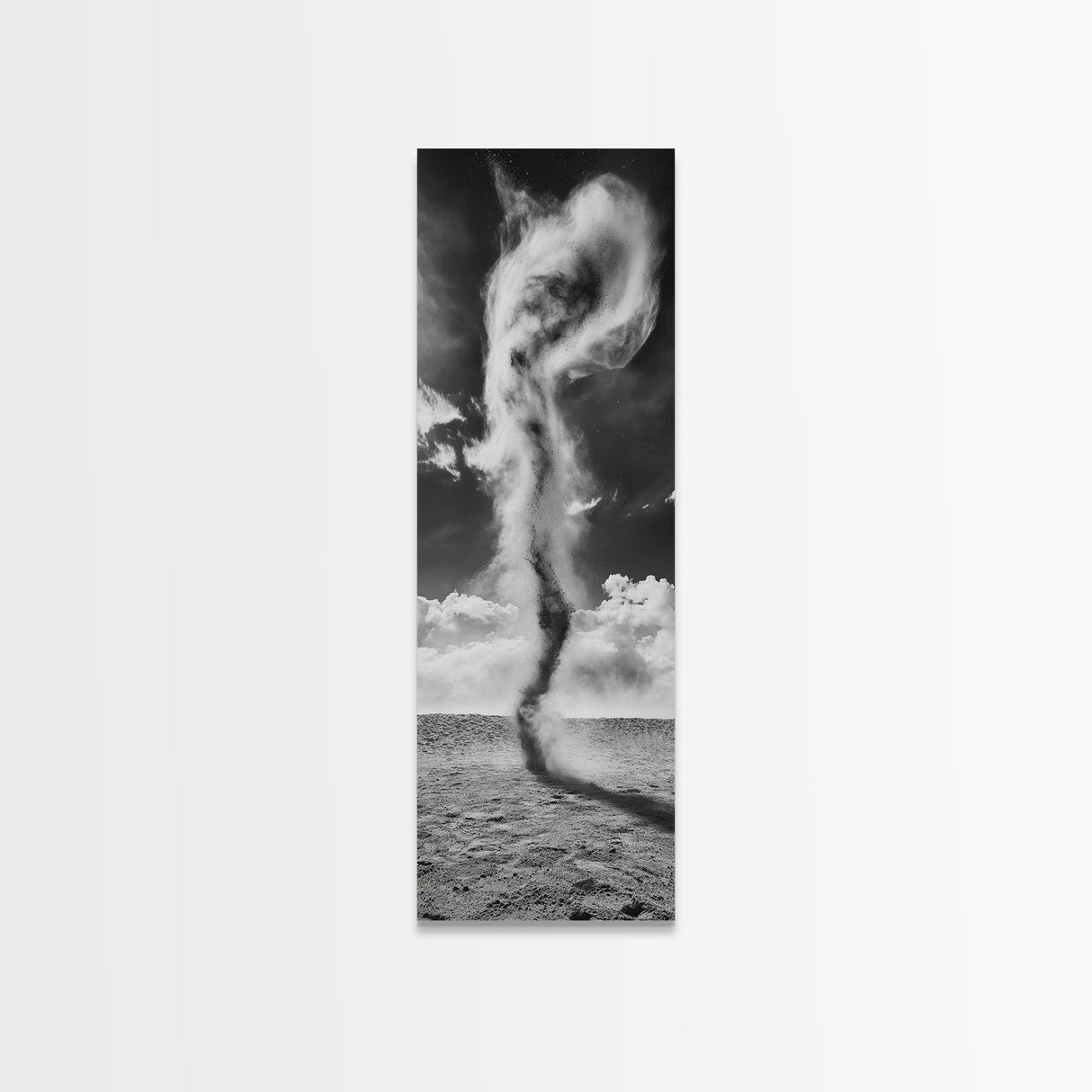 Dust Storm, Twister Framed Canvas Print, dramatic landscape painting, panoramic art, moody art, western décor, extra wide art, rustic wall art