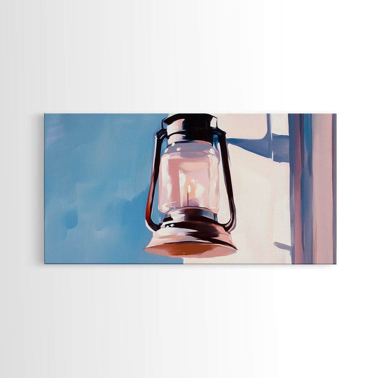 Lantern Painting, Rustic Decor, Farmhouse Art, Wabi Sabi Art, Southwest Wall Art, Moody Art, Light Pink Wall Art, Framed Canvas Print, Minimalist Art