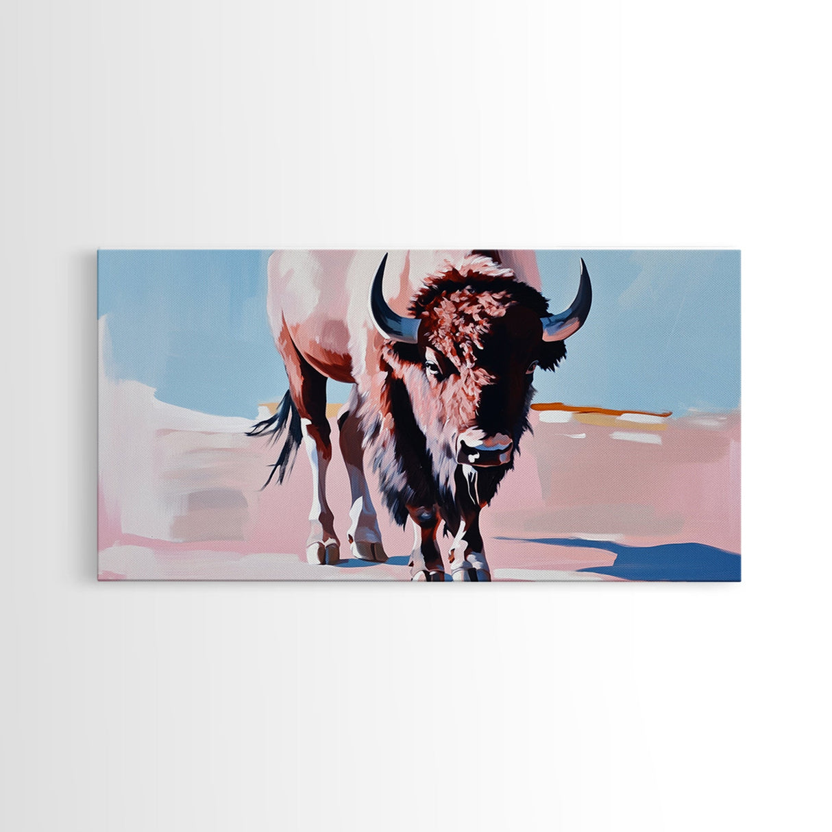 Bison, western art, rustic wall art, framed canvas print, above couch art, farmhouse art, black cowgirl painting, original painting