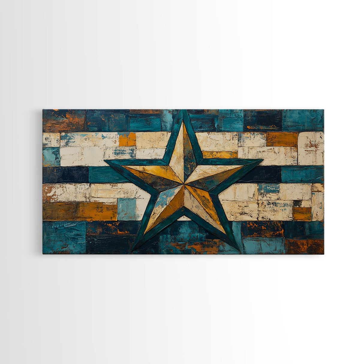 Lone Star Art, Framed Canvas Print, Rustic Wall Art, Southwest Wall Art, Geometric Wall Art, Extra Wide Art, Above Couch Art, Farmhouse Decor