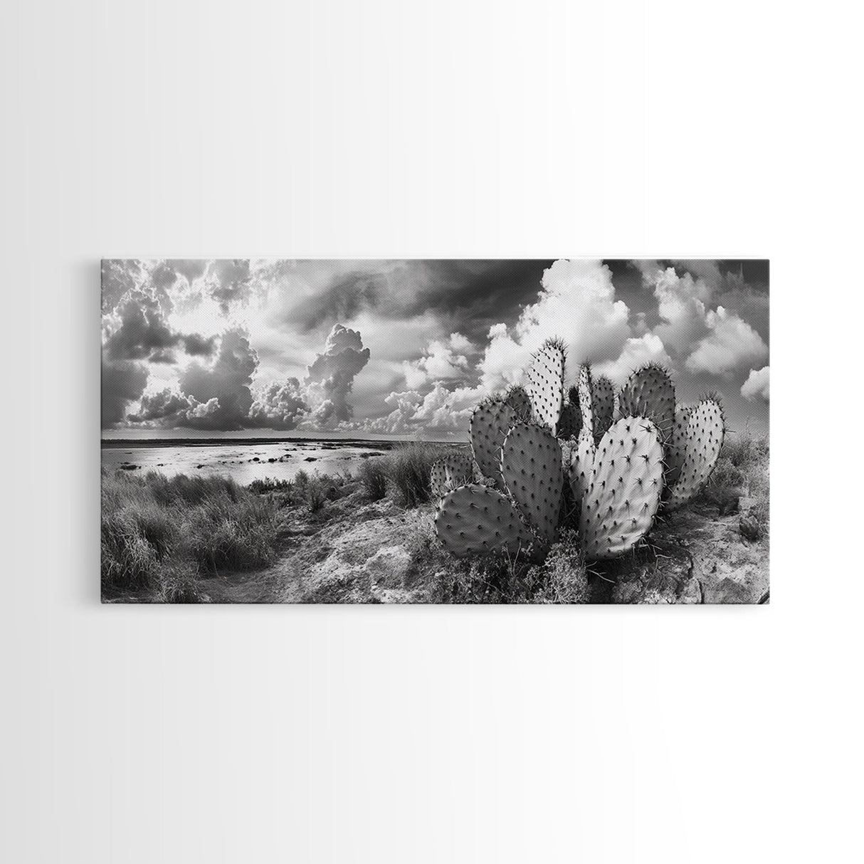Desert Landscape, Joshua tree art, rustic decor, botanical prints, scenic view, panoramic art, southwest wall art, Canvas Print