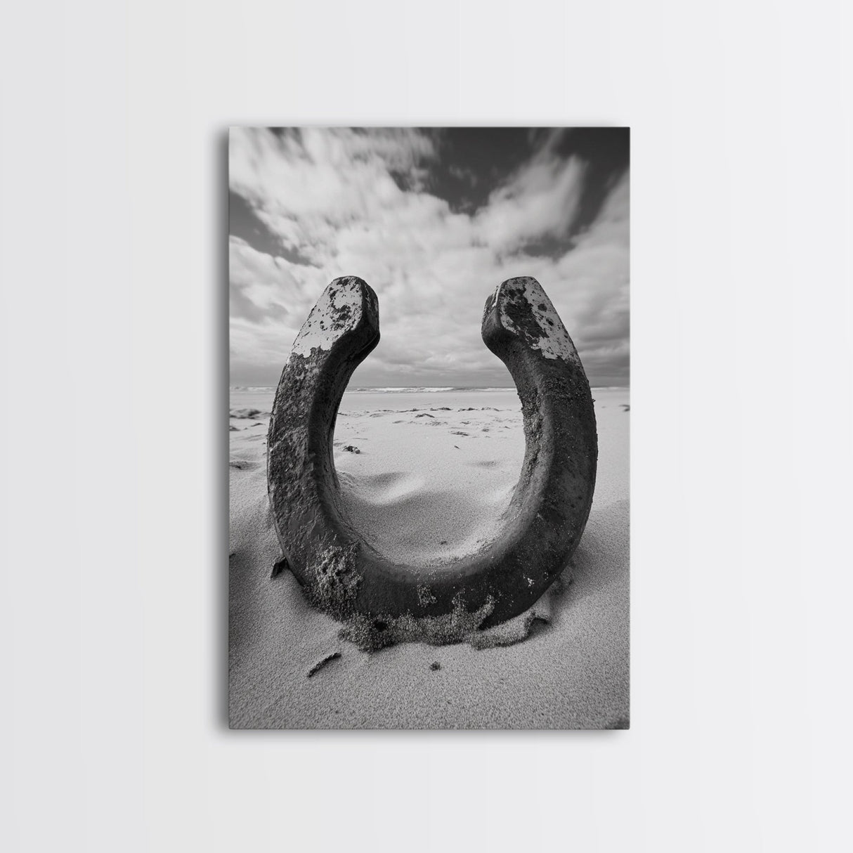 Horseshoe art, western decor, rustic wall art, wabi sabi wall art, moody photography, minimalist art, canvas print, living room art