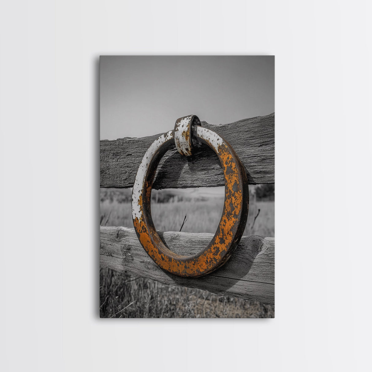 Rustic Metal Ring, Wabi Sabi Wall Art, Rustic Decor, Farmhouse Art, Minimalist Art, Weathered Metal Art, Canvas Print, Gift Idea
