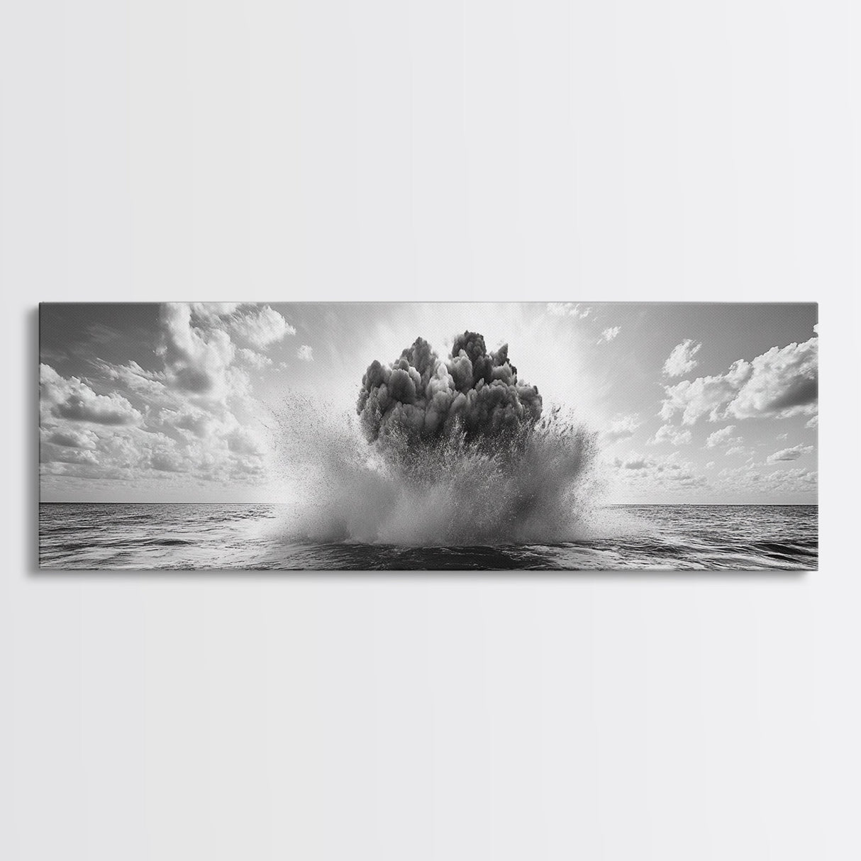 Explosion, dramatic seascape, moody art, panoramic art, extra wide art, coastal wall art, framed canvas print, ocean painting, nautical decor