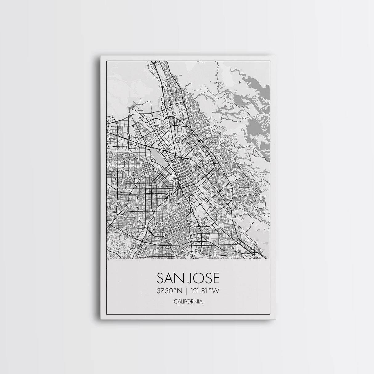 San Jose Street Map, California Map, City Map Print, Minimalist Art, Wall Art, Canvas Print, Girl Graduation Gift, Game Room Wall Art